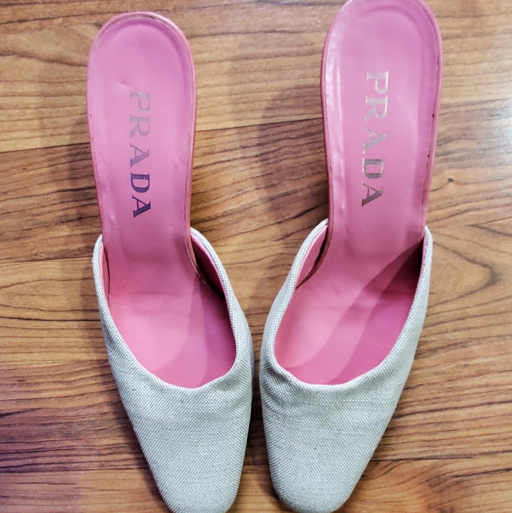 Vintage Prada Pink and Tan Heels